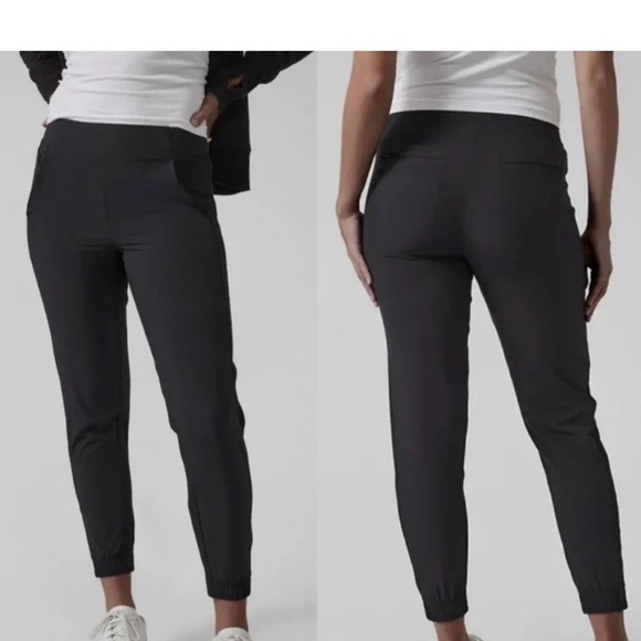 Athleta Pants - Athleta Brooklyn Jogger- Size 12 Black Athleisure Loungewear Yoga Travel